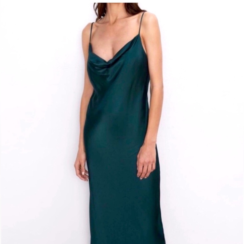 Zara Emerald Green Satin Slip Dress